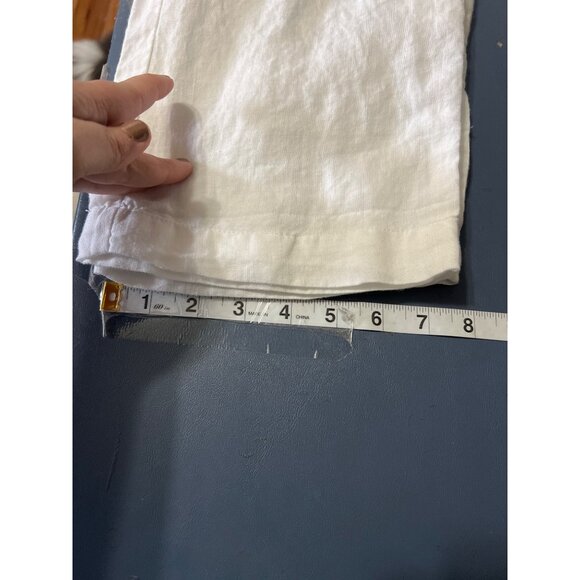 Womens Linen Pants Size 8 White Drawstring Waist Coastal Beach Boho Lagenlook - Picture 6 of 12